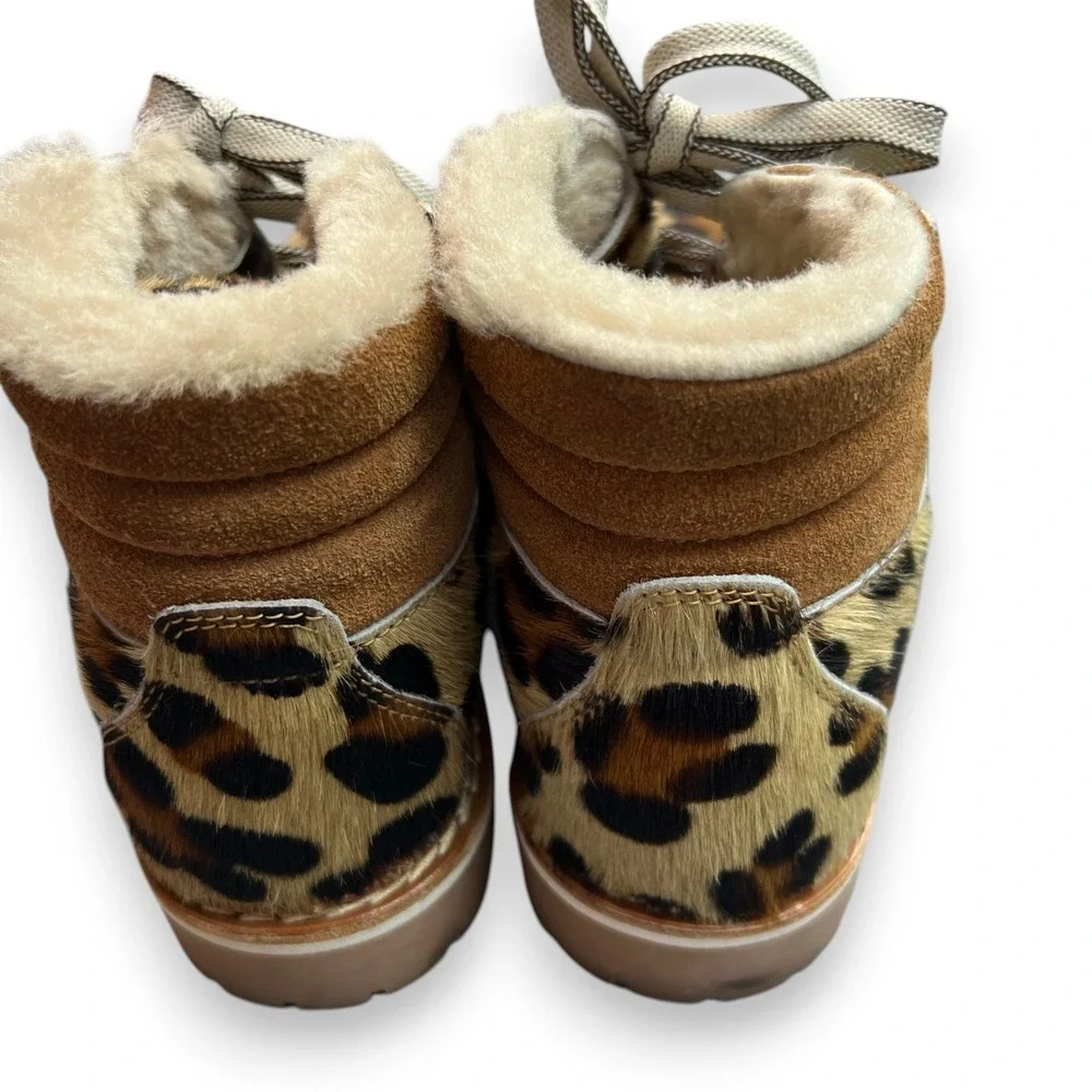 Montelliana 1965 Leopard Calf Hair Shearling Hiker Boots EU 37.5 US 7-7.5 Vibram